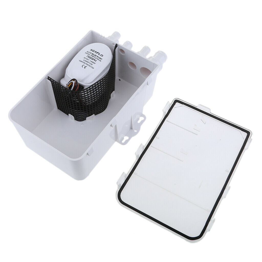 Shower Sump Pump In 24V 600GPH System Auto Bilge Drain Box Air Vent Boat