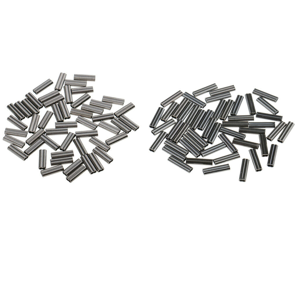 100 Pieces Bore Double Barrel Copper Fishing Clamp Sleeves - 1mm & 0.8mm