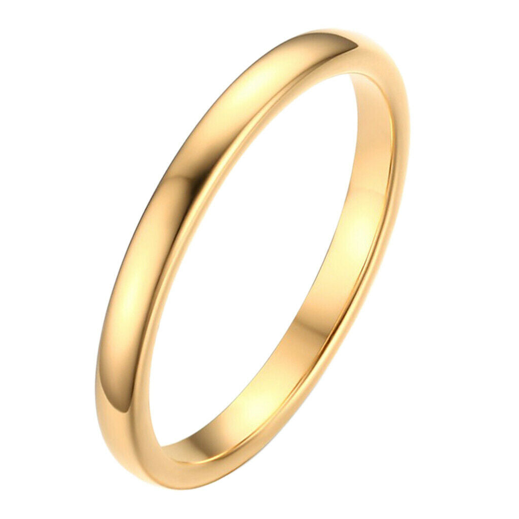 2mm High Polished Golden Simple Ring Fit Wedding Band Women's Ring 6 Yards