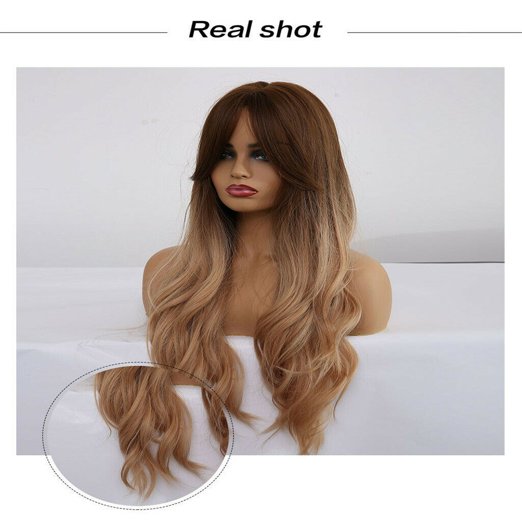 Elegant Charming Female Heat Resistant Body Wave Wig w/ Bangs for Wedding