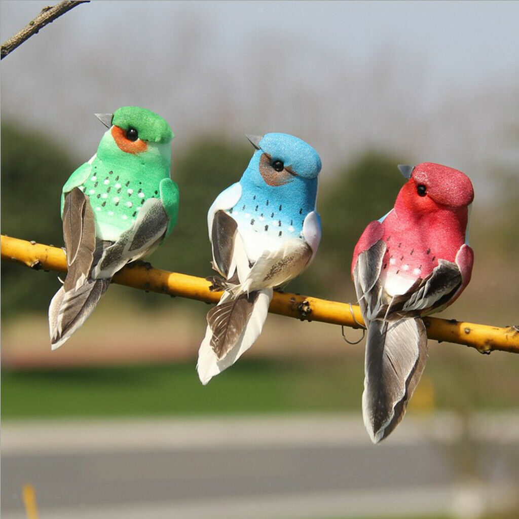 12x Colourful Artificial Foam Birds DIY Craft Garden Ornaments Party Decor