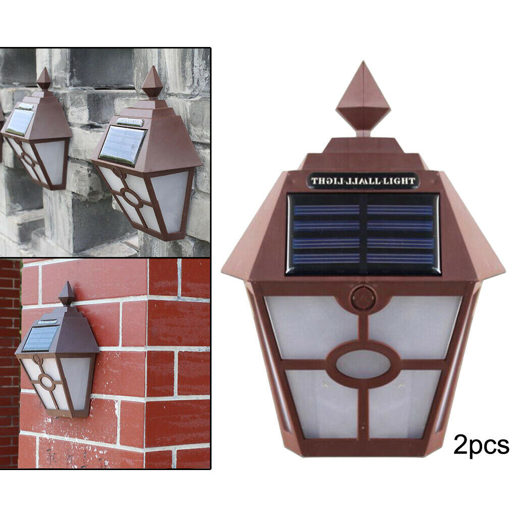 Set of 2 Solar IP65 Solar Powered Wall Lamps Waterproof Lights Backyard