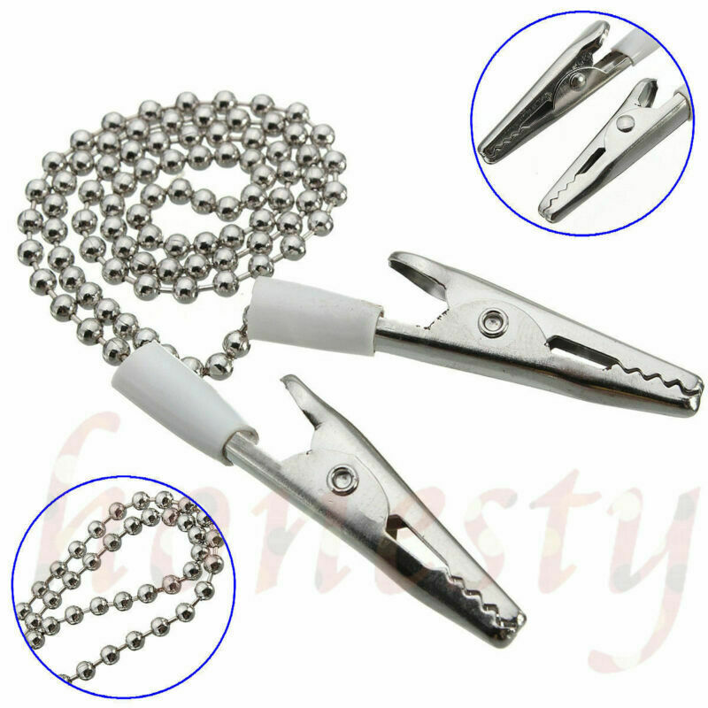 2pcs Napkin Holder Dental Lab Bib Crocodile Clip Flexible Metal Ball Chain