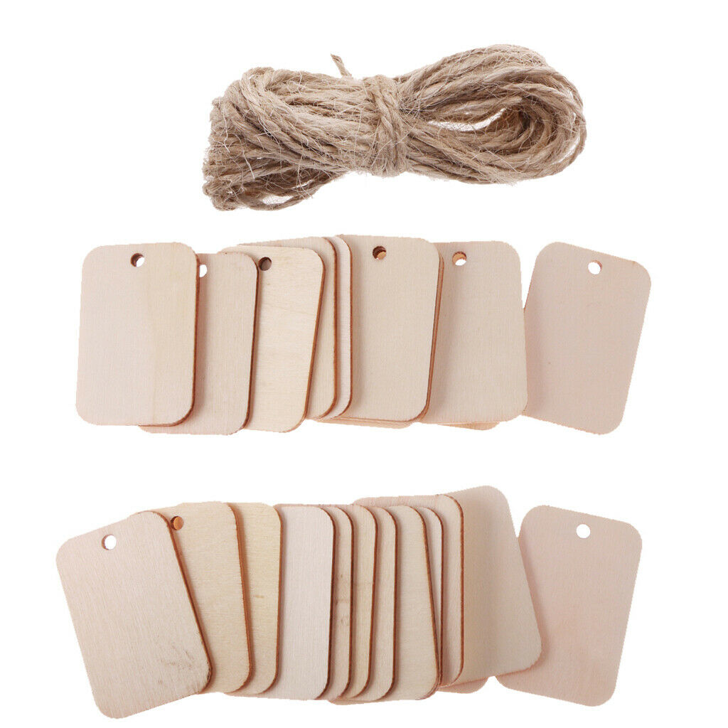 Blank 25x Wooden Gift Tags Price Labels Xmas Charms Pendants Wedding