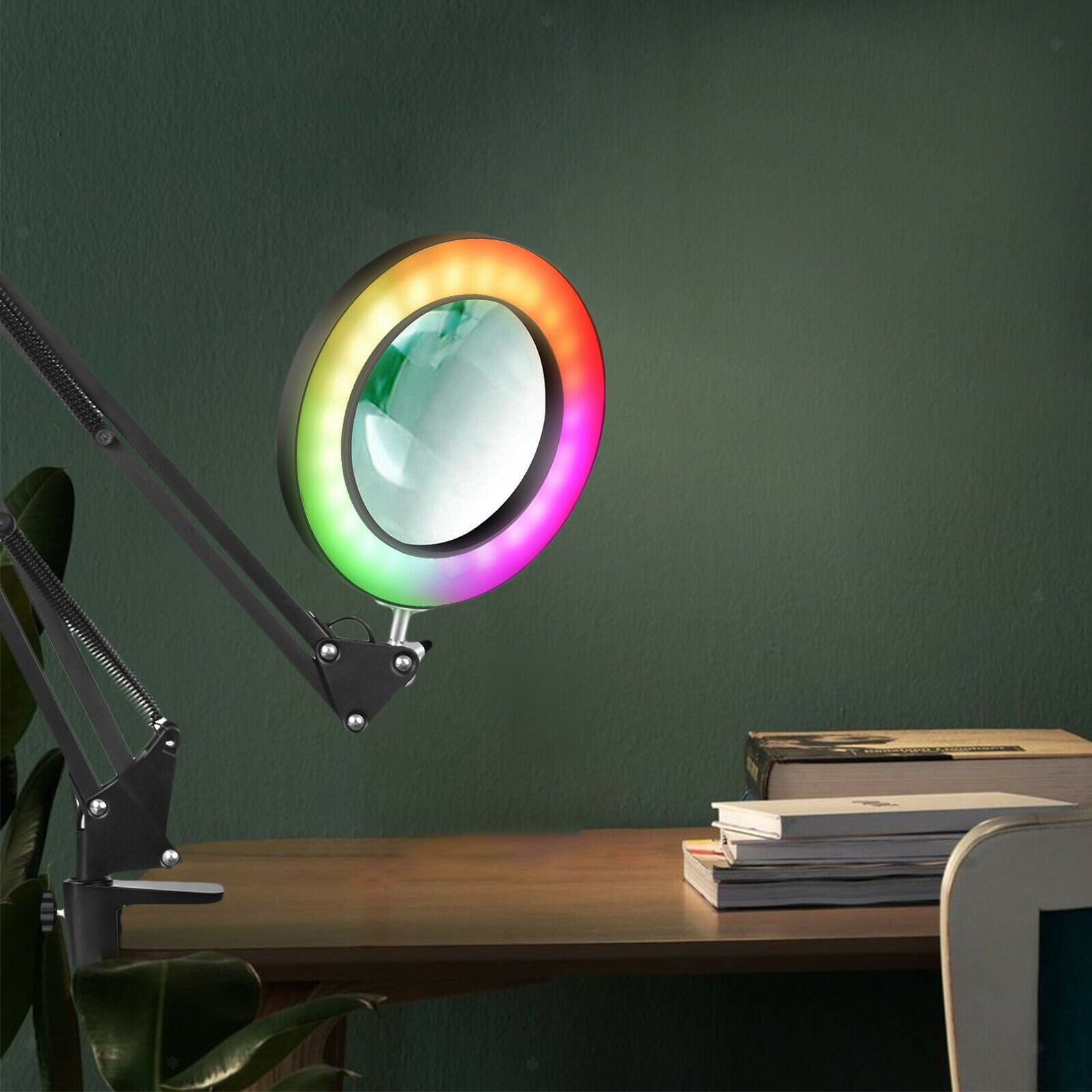5x Magnifying Glass with Light USB Powered 3 Colors Illuminated for Reading