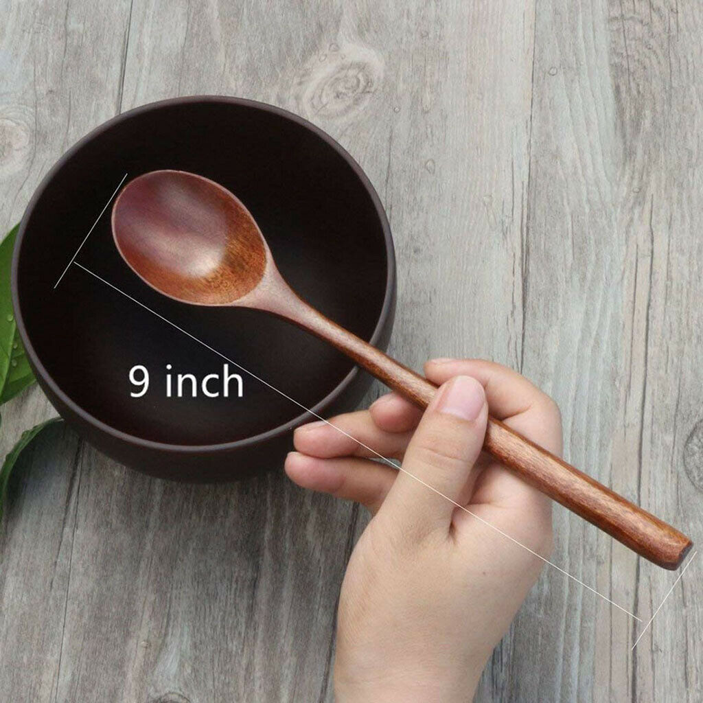 6PCS Small Wooden Spoons Soup Spoons Serving Spoons Wooden Teaspoon for Coffee