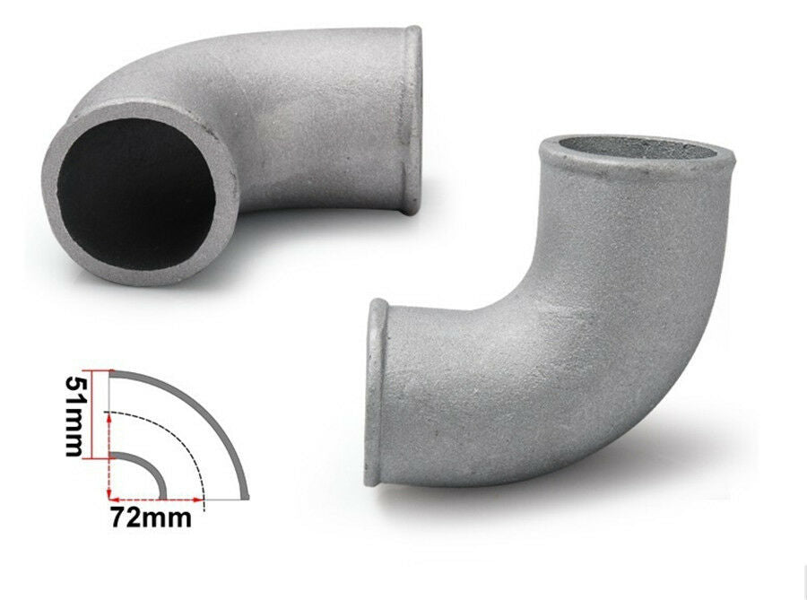 51mm Aluminum Pipe Joiner/Elbow Pipe Weld to Intercooler Turbo Outlet 90Â° Bend