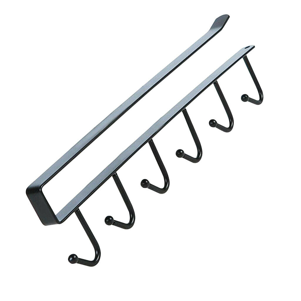 Kitchen Cupboard Storage Shelf Holder 6 Hook Under Cabinet Rack Organiser