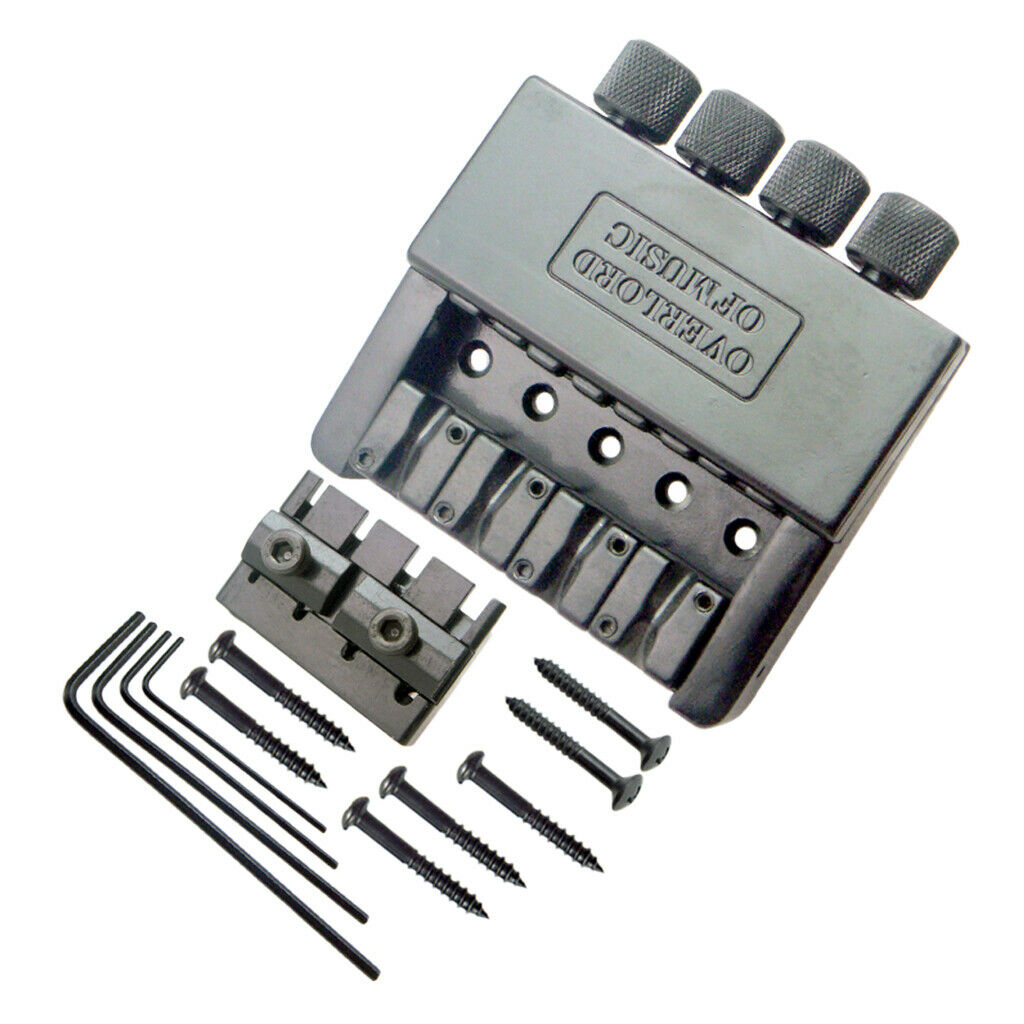 4 String Headless Bass Guitar Bridge System w/ Screw Parts Alloy Black