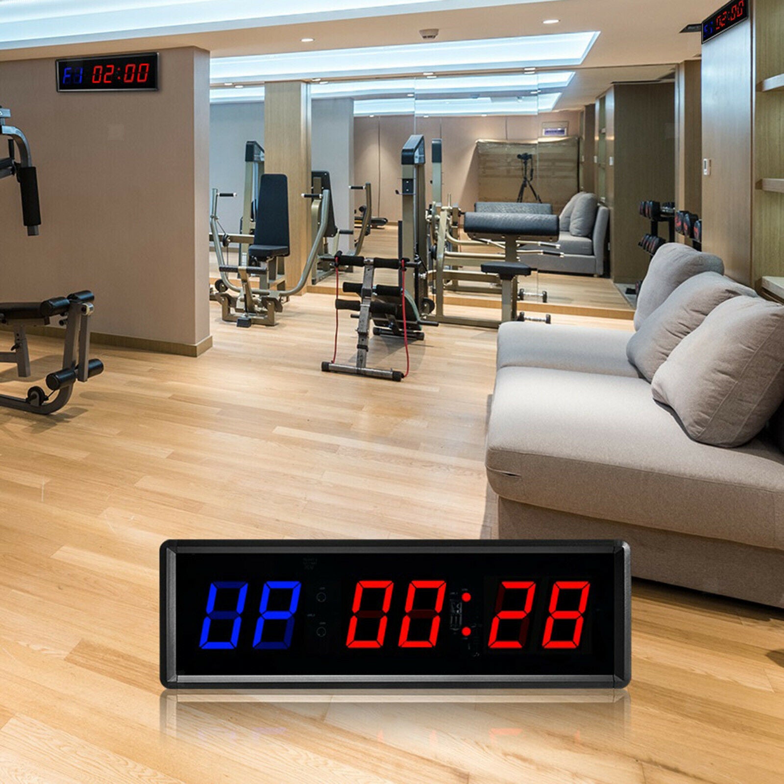 1.5inch Interval Timer Electronic Stopwatch Home Fitness Alarm Wall Clock