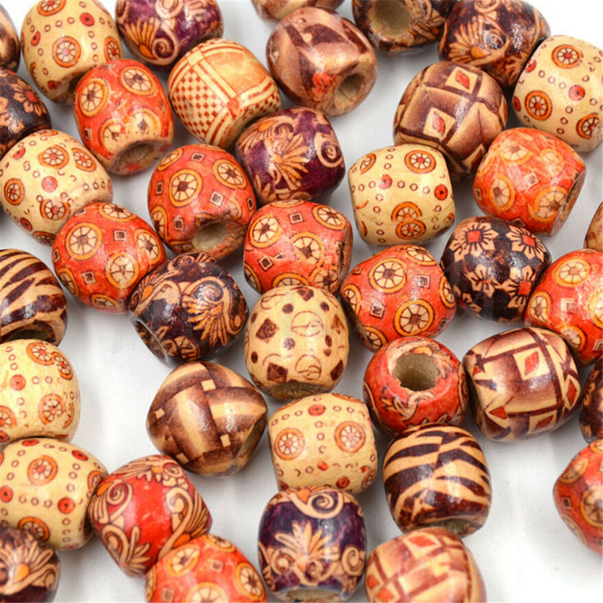 50Pcs Wooden Dreadlock Hair Beads for Braid Hair Extension DIY Jewelry Craft