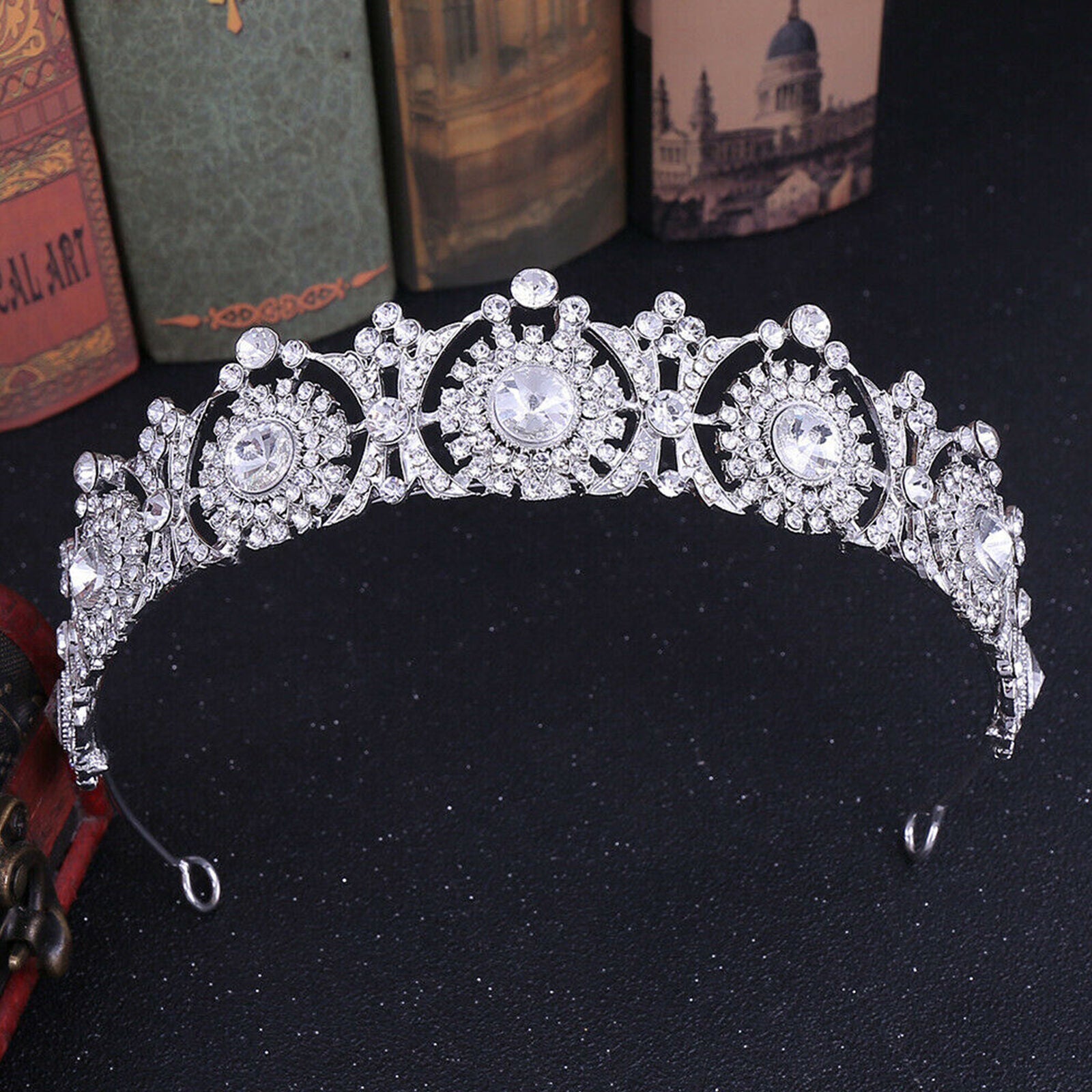 3.2cm High Crystal Tiara Crown Wedding Bridal Party Pageant Prom