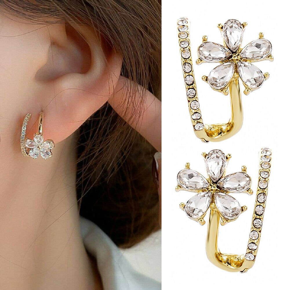 2021 Fashion Flower Zircon Earrings Ear Stud Women Wedding Party Jewellery Gifts
