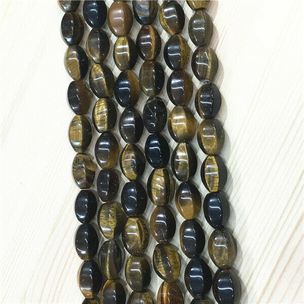 1 Strand 14x10mm Natural Tiger Eye Gem Faceted Hexagon Olive Beads 15.5" HH669