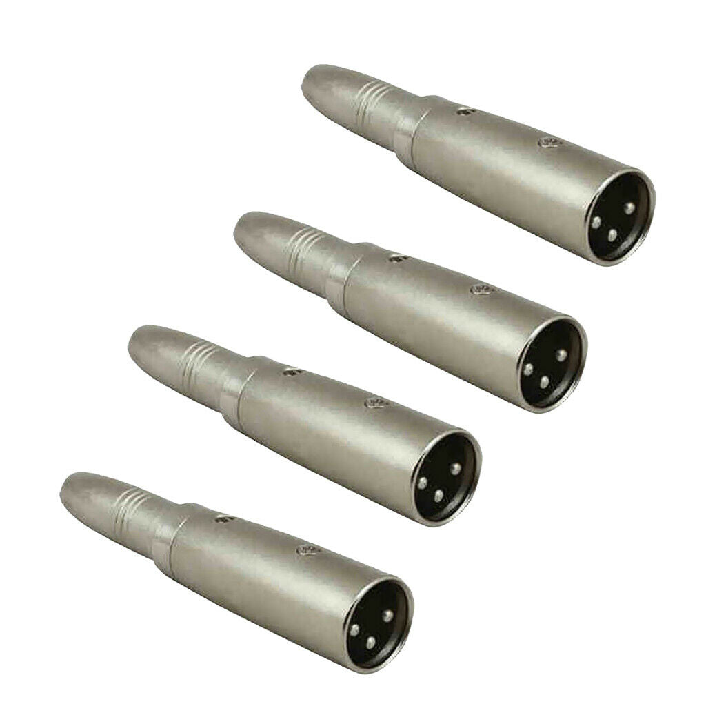 4pc - XLR 3-Pin Male to 1/4" 6.35mm Mono Female   Audio Cable Mic Adapter