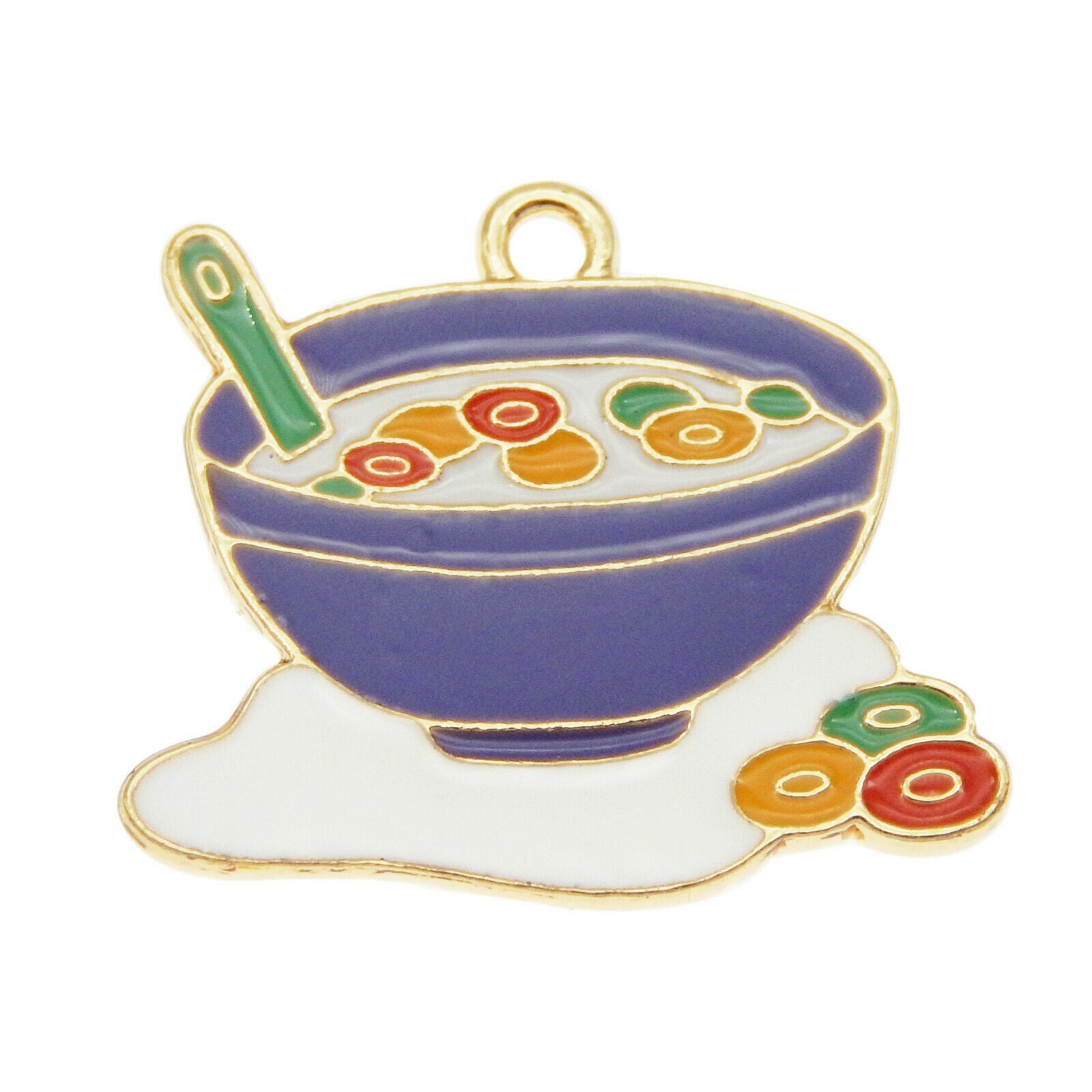 12 pcs Delicious Soup Charm Enamel Pendant Earring Making Alloy Craft 24*21mm