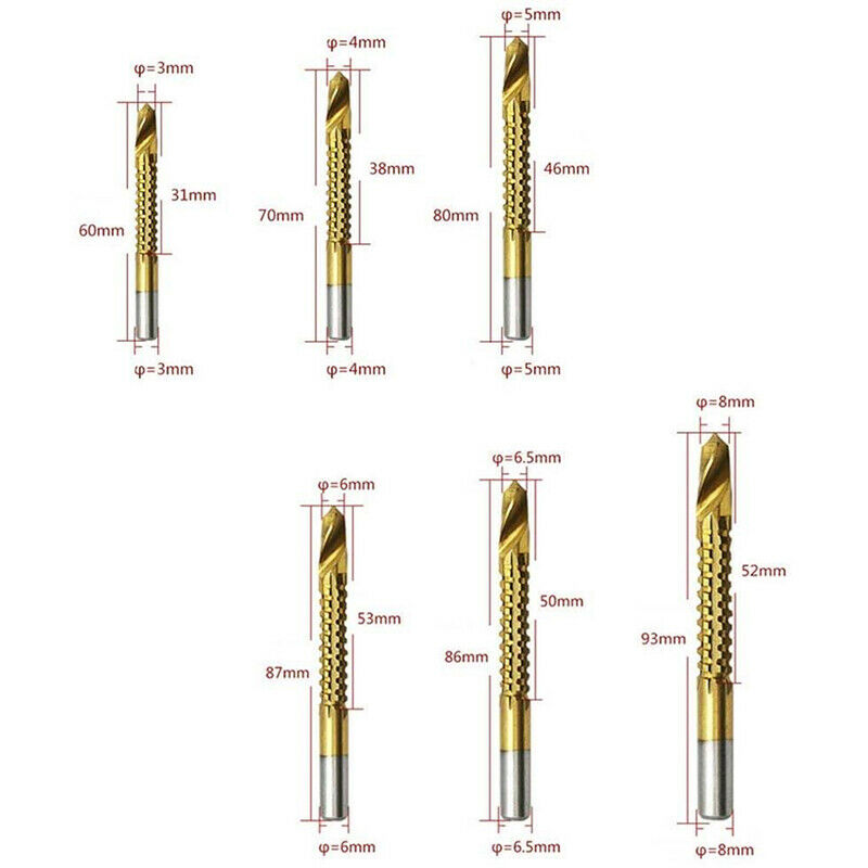 6pcs Drill Bits High Speed Steel Thread Spiral Screw Metric Composite Tap Dri TL