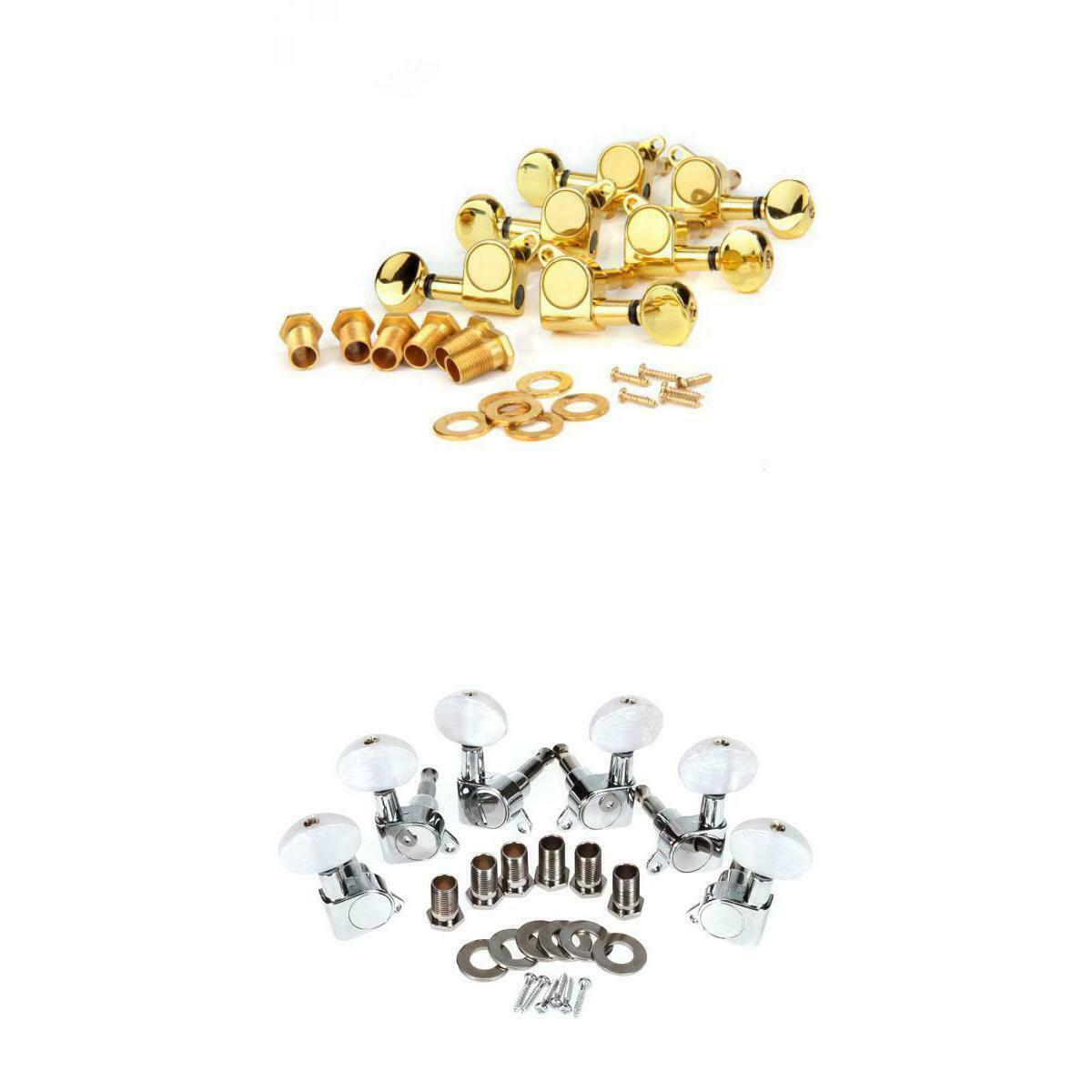 2sets Guitar String Tuning Pegs Machine Heads Tuners 3L 3R Chrome+Golden