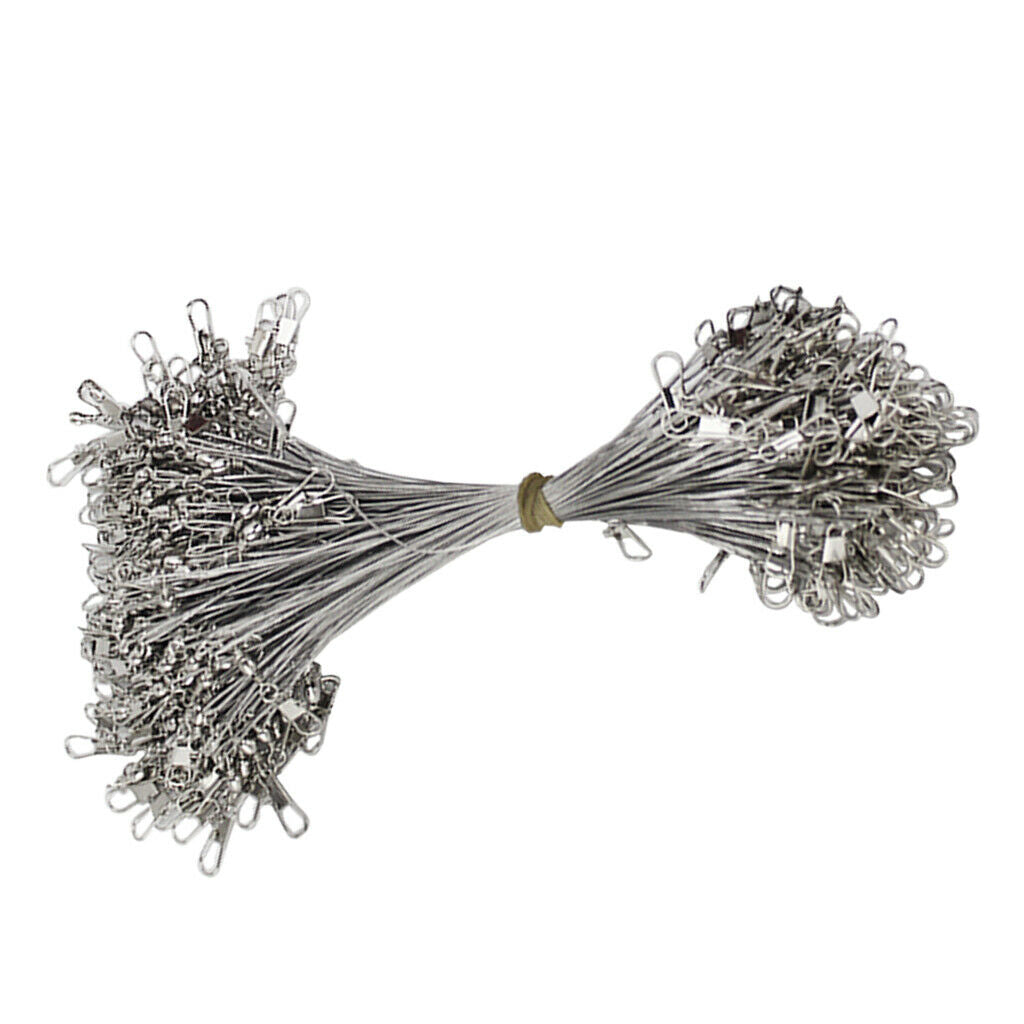 100 Pieces Anti Bite Steel Wire Fshing Lines Leaders with Swivels 15cm White