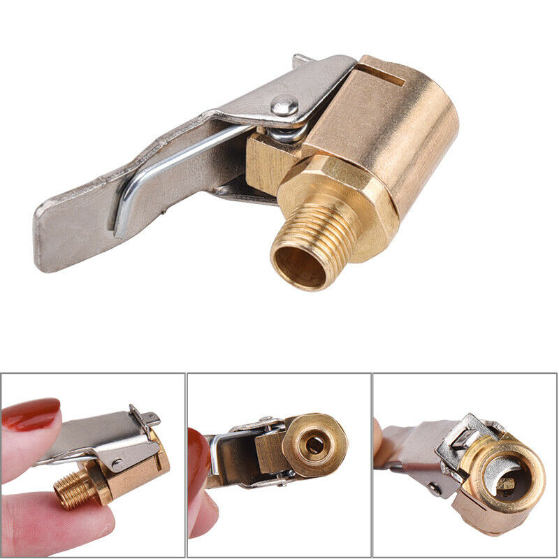 Car Brass Air Pump Chuck Tyre Valve 8mm Pump Valve Clip Clamp Connector Adapter