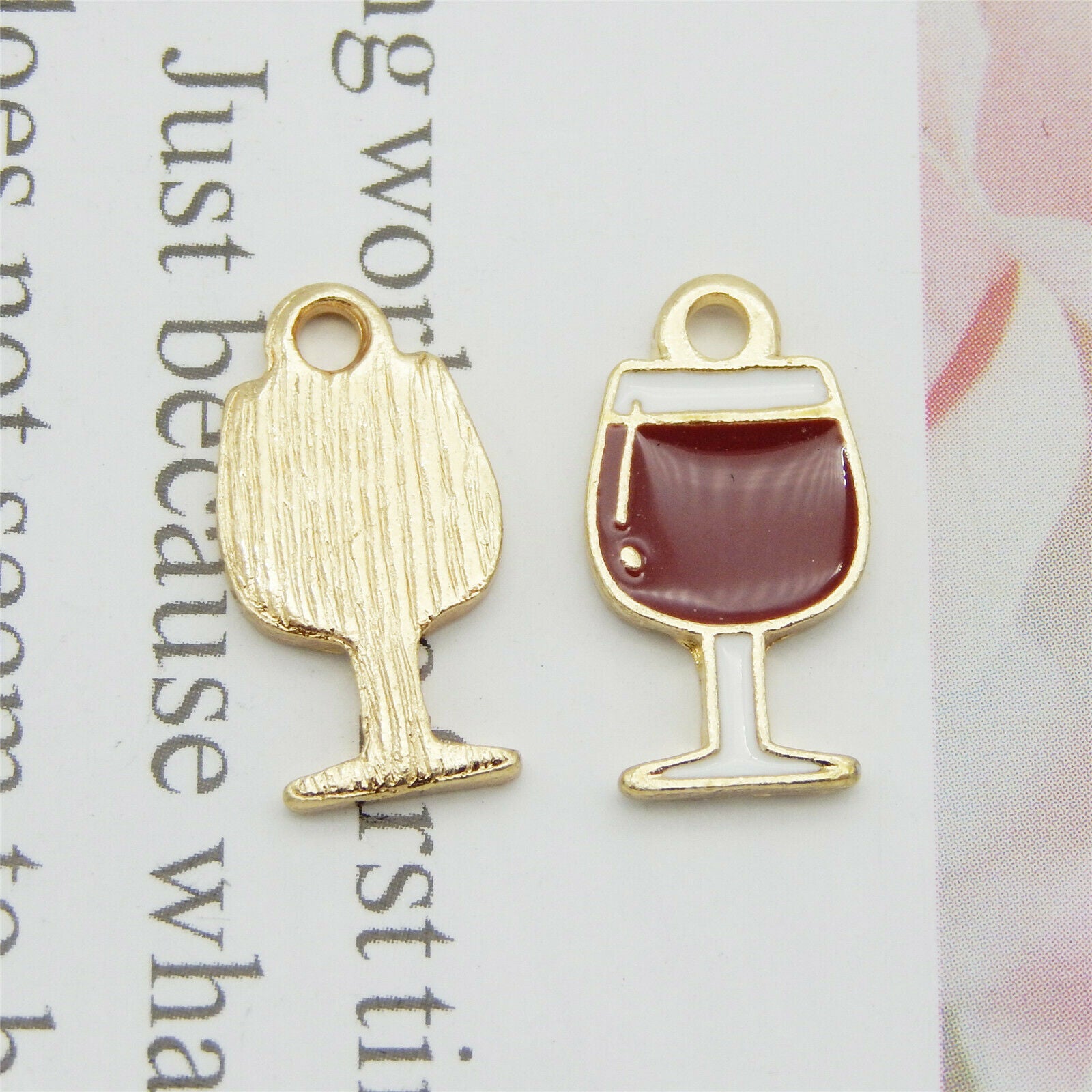 30PCS MultiColor Enamel 16x9mm Wine Glass Goblet Charms Pendant DIY Crafts