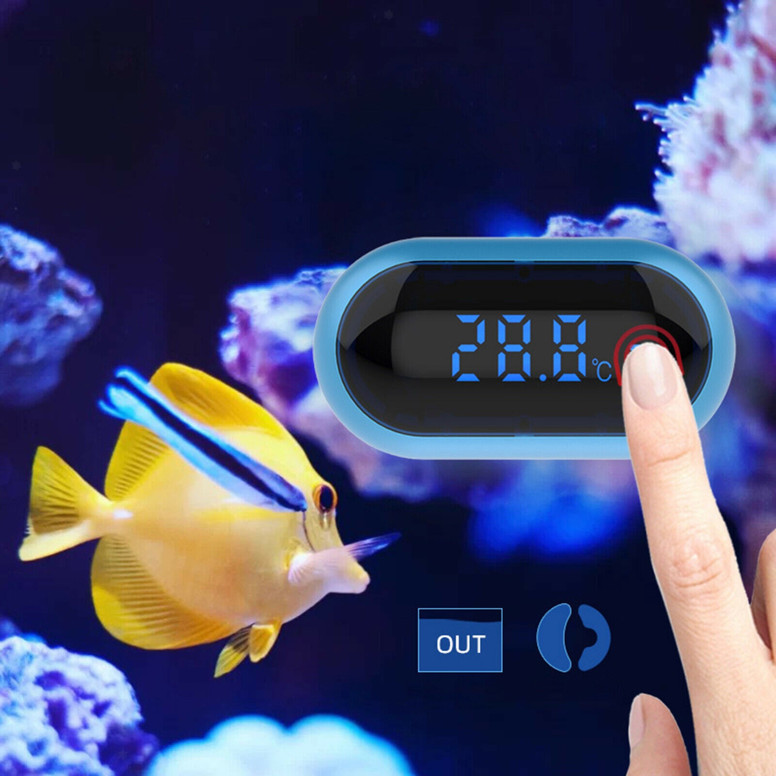 Aquarium Digital Thermometer Temperature Gauge Easy LCD Display Fish Tank