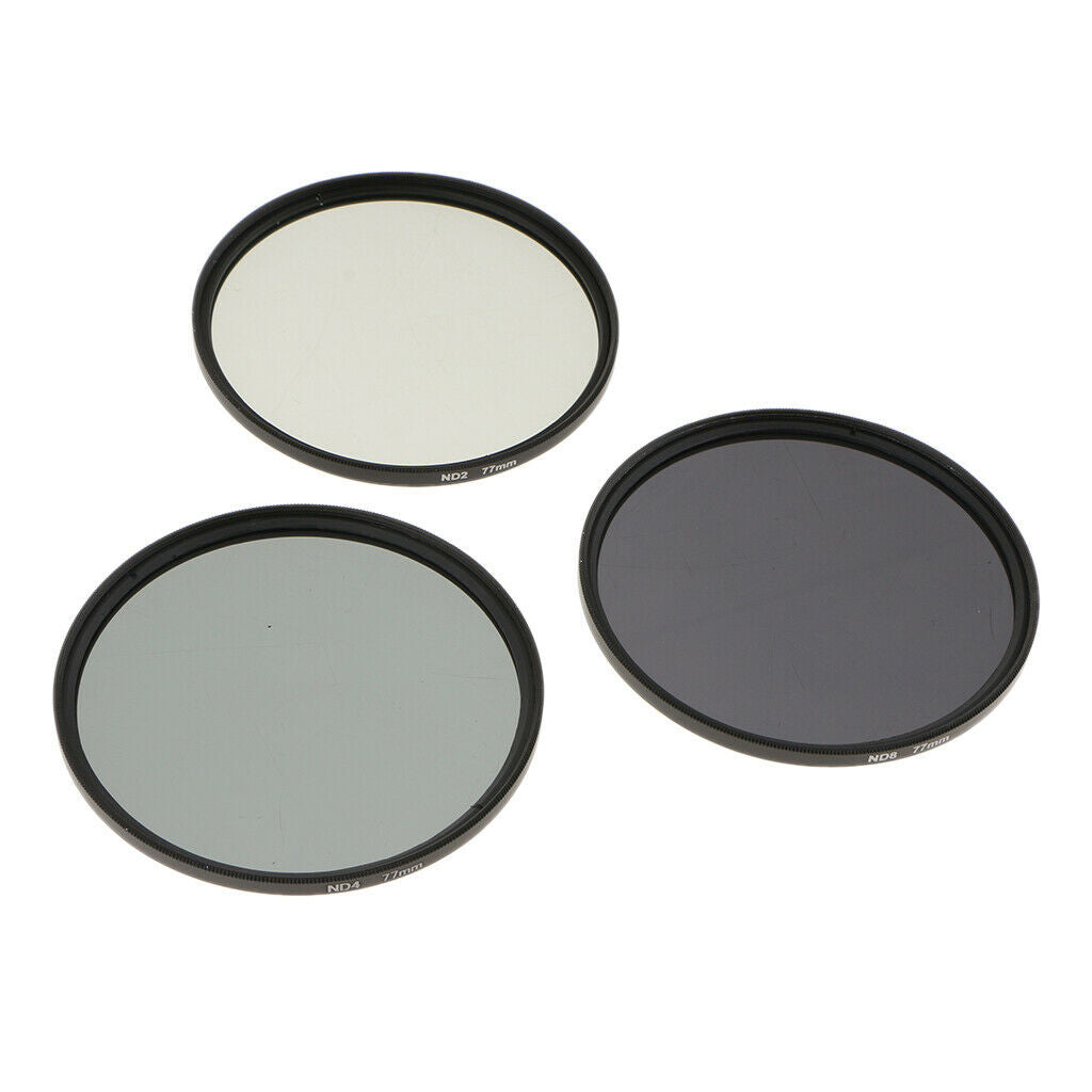77mm Professional ND2 ND4 ND8 Lens Filter&Pouch for Lenses with 77mm Thread