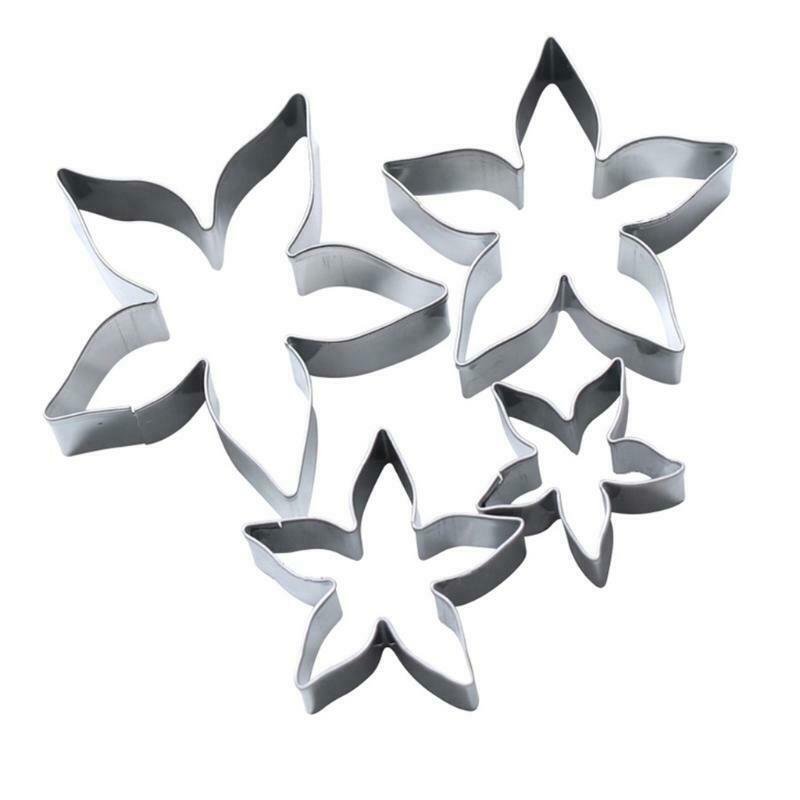 4 PCS Food-Grade Stainless Steel Rose Theme Christmas Cookie Cutters Baking Ute