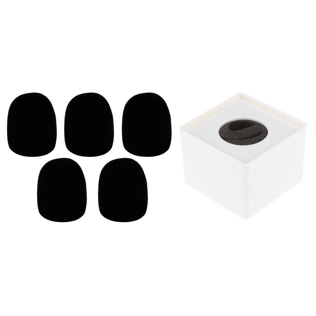 1pc Mic Microphone Mic  Flag Station + 5x Black Stage Microphone Foam