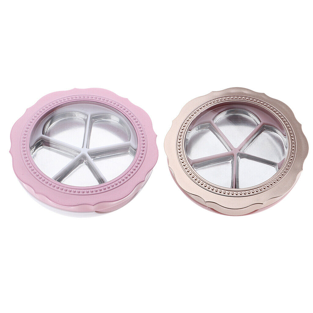 2 Count Empty Eyeshadow Containers with 5 Aluminum Pans Palette, DIY Eye Shadow