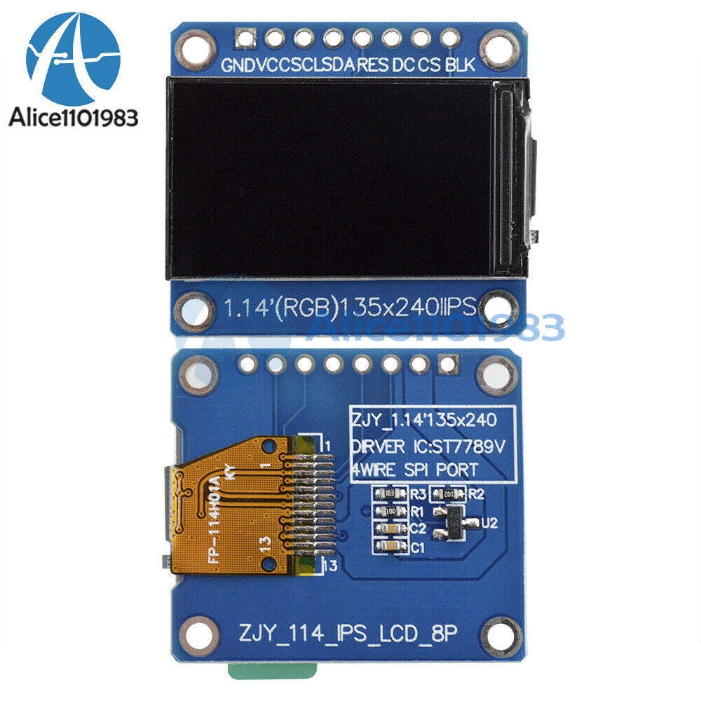 1.14" 8PIN 135*240 SPI HD IPS Full Color TFT Display Screen ST7789 Module 3.3V