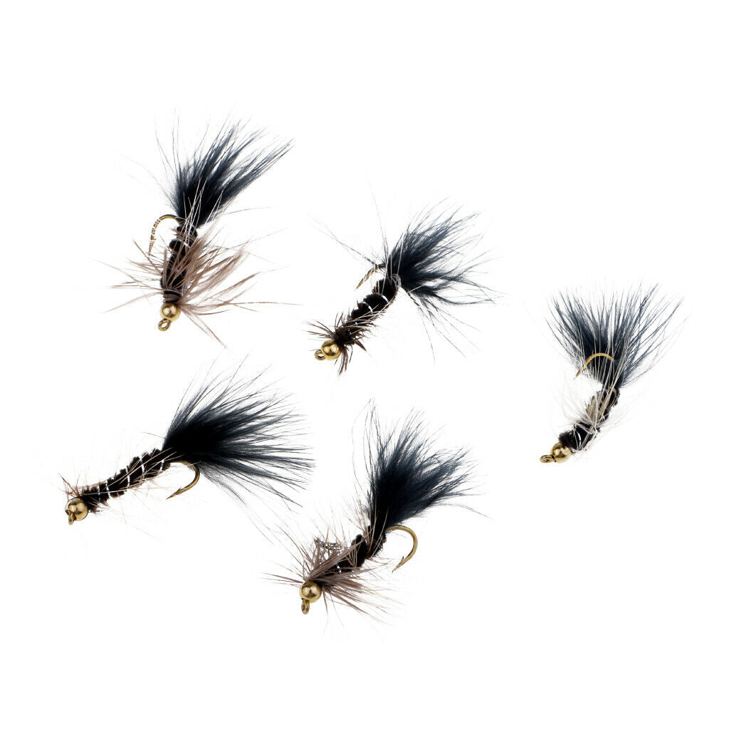 Carp Fishing Wet Flies Brass Head Fly Fishing Lure Bass Flies Lure 4cm Black
