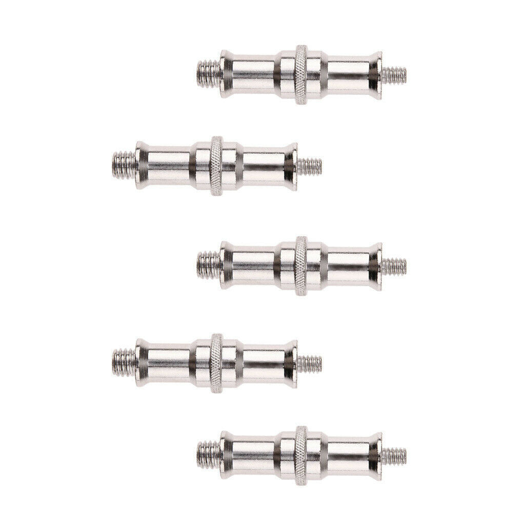 5 Pieces 1/4 Inch to 3/8 Inch Male Convert Screw Adapter Spigot Stud for Flash