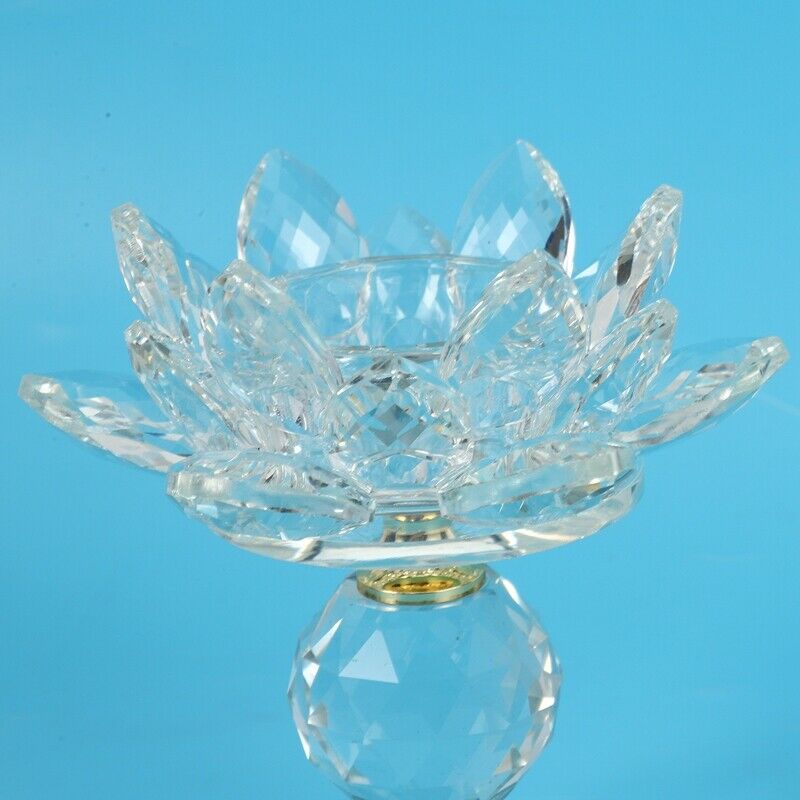 Glass Block Lotus Flower Metal Candle Holders Feng Shui Home Decor Big TealighR8