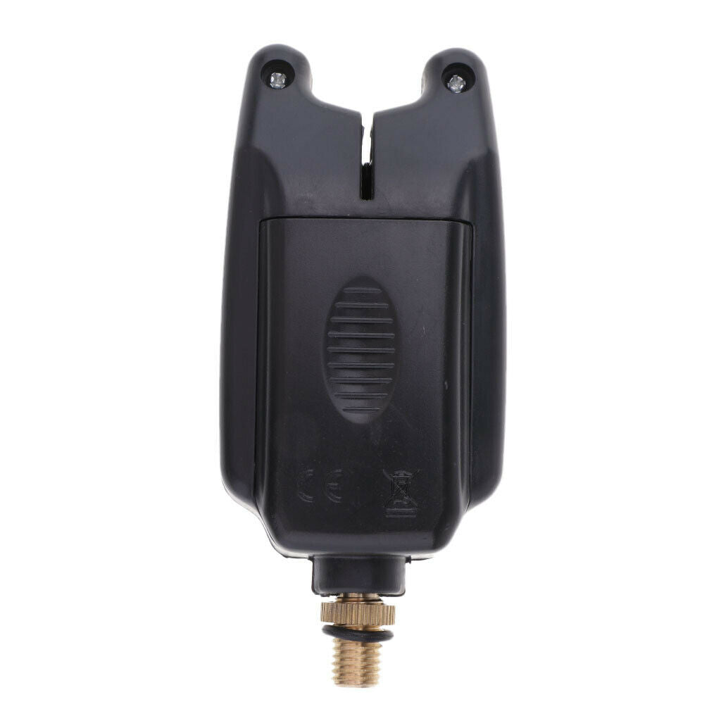 2X Fishing Bite Alarm Indicator Sound Light Alert Fishing Rod Holder Black