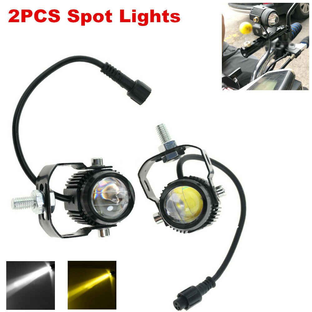 2PC Motorcycle Motorbike ATV UTV LED Front Spot Light Headlight Driving Fog Lamp