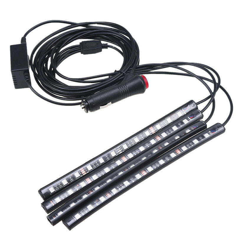 12 LED Car RGB Interior Footwell Neon Decorative Atmosphere Light Strip