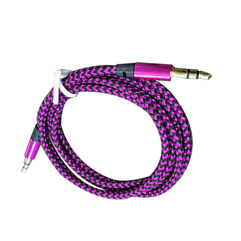 2PCS 3.5mm Male to Male Aux Cable Cord Car Braided Audio Headphone Jack Portable