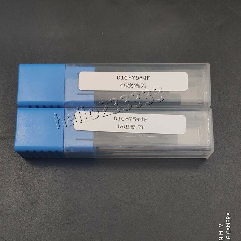 1PCS 10mm *75mm 45 Degree Cutter Router Bit Tool 4 Flutes HRC45-50 Carbide