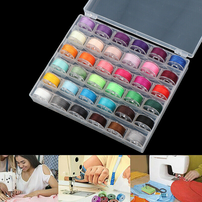 36Pcs Colorful Spools + Empty Bobbins Case Organiser Set Sewing AccessoriesBDAU