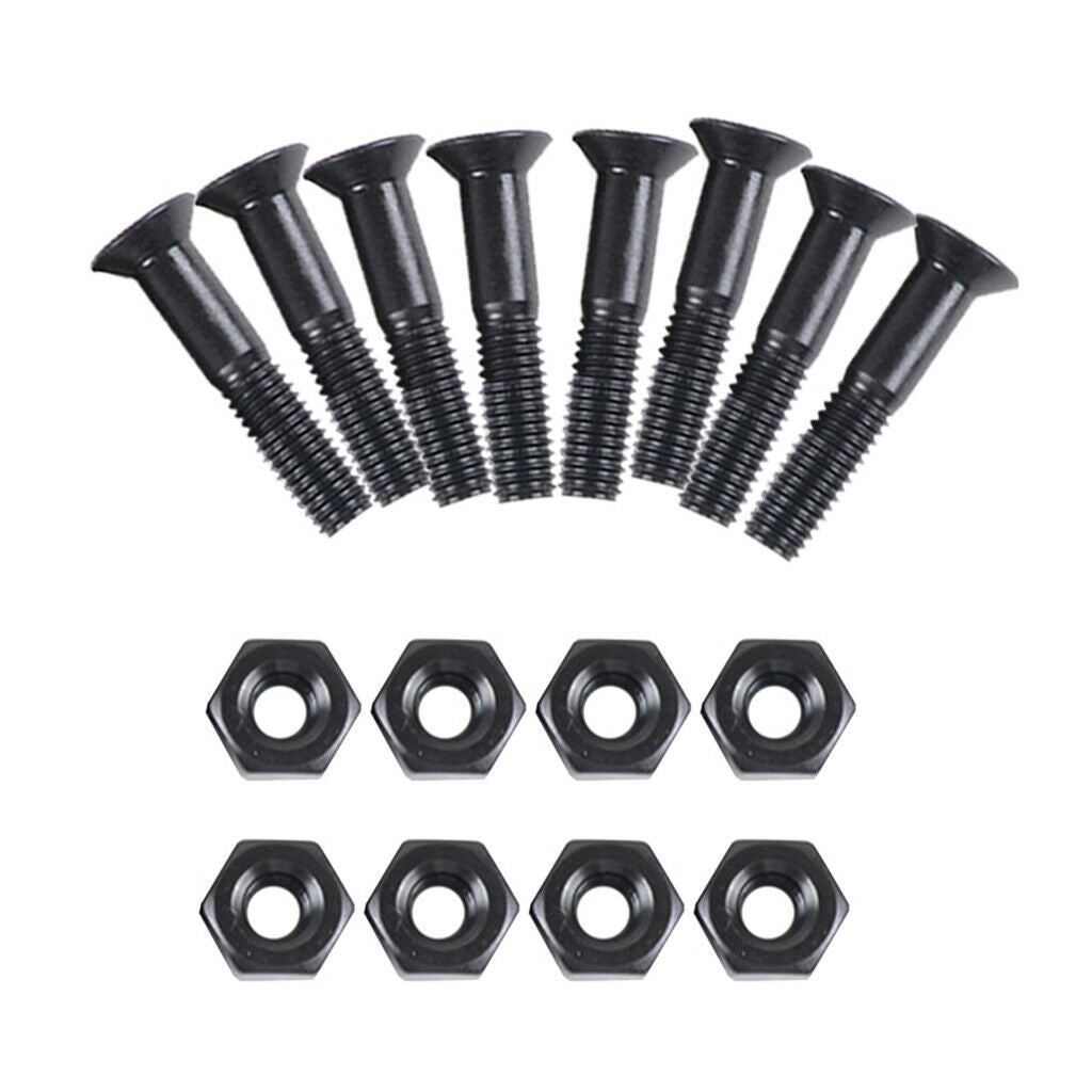 16 Pieces Skateboard Hardware Set, Carabon Steel Screws with Nuts, Replacement