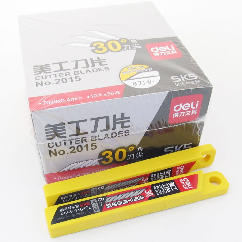 36packs 360Blades DELI SK5 Steel 70x9x0.4mm Tip Cutter Blades No.2015 30 degree