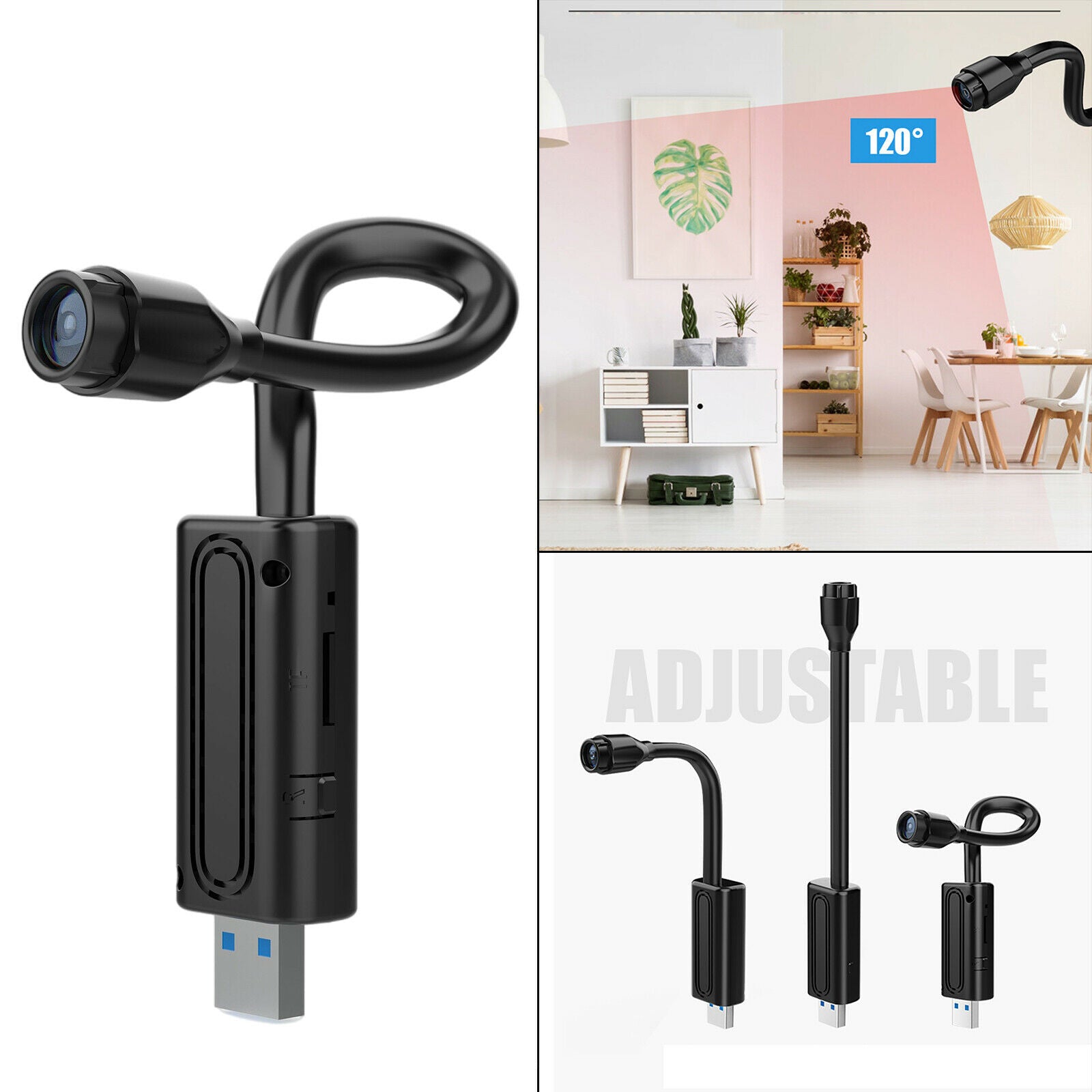 Portable Wifi Camera 60° Wide Angle Home Security Camcorder Video Recorder