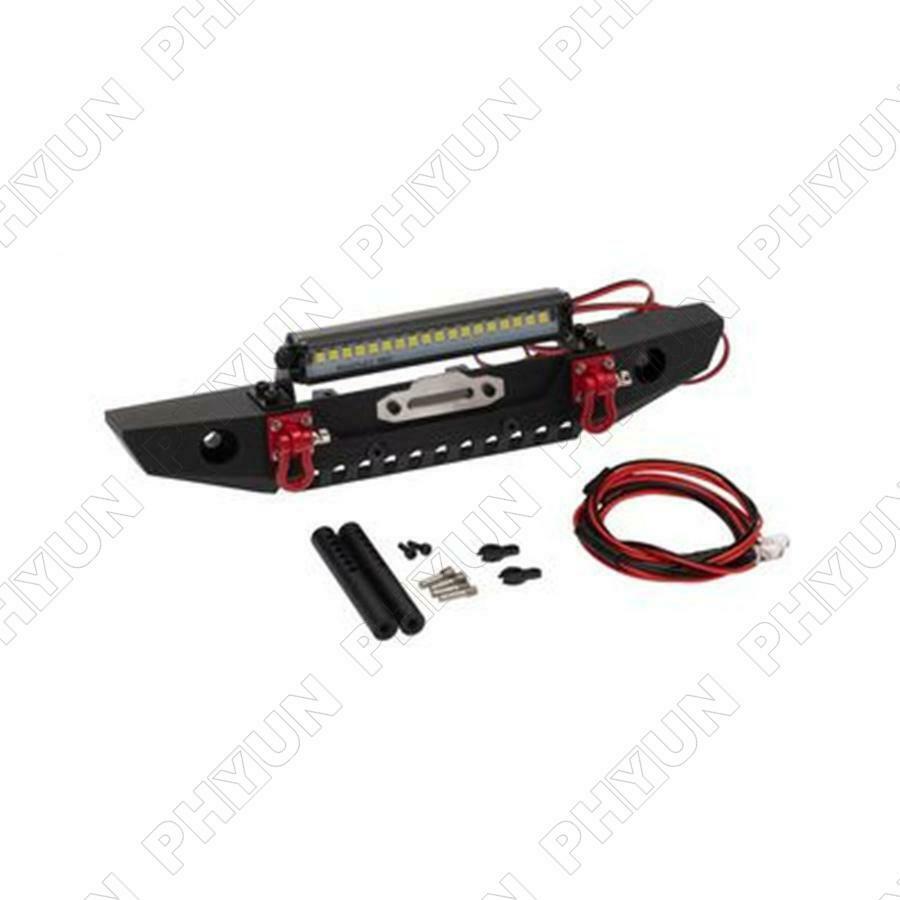 Metal Front Bumper with LED Light For 1/10 RC TRX4 Axial SCX10 & SCX10 II 90046