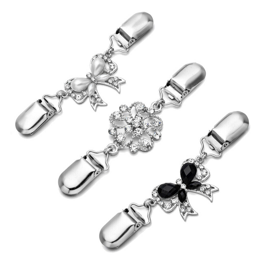 1 Pair Crystal Sweater Clips For Women Cardigans Shawl Dress Coat