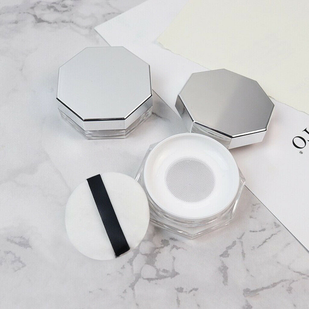 Mini Portable Makeup Face Powder Case Octangle Cosmetic Blush Eyeshadow Box Jar