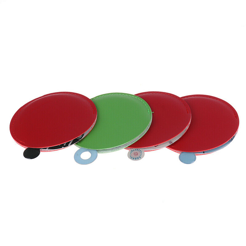 Stainless Steel Round PU Leather Cover Shatter Proof Card Pocket Cosmetic Mir DD