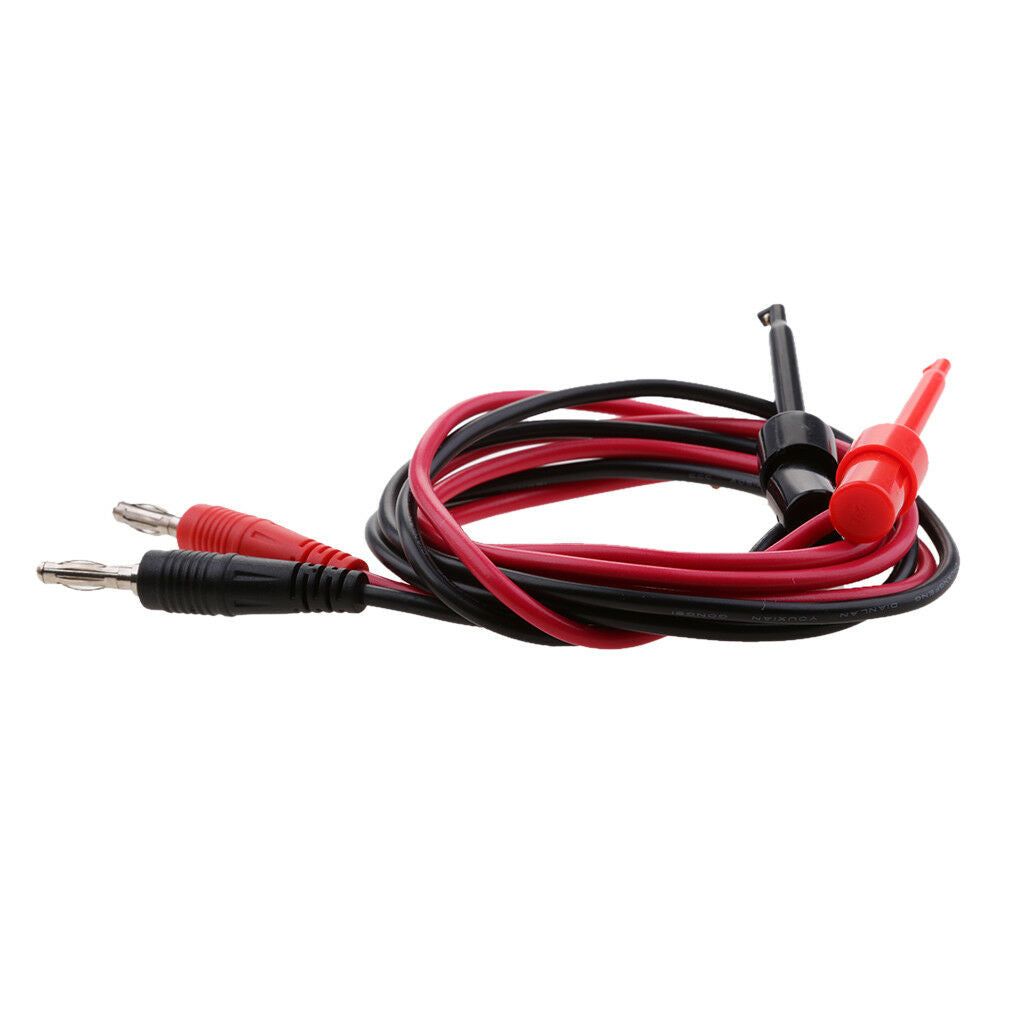 2Pcs Multimeter 4mm Banana Plug to Test Hook Test Wire Leads 500V/5A 100cm