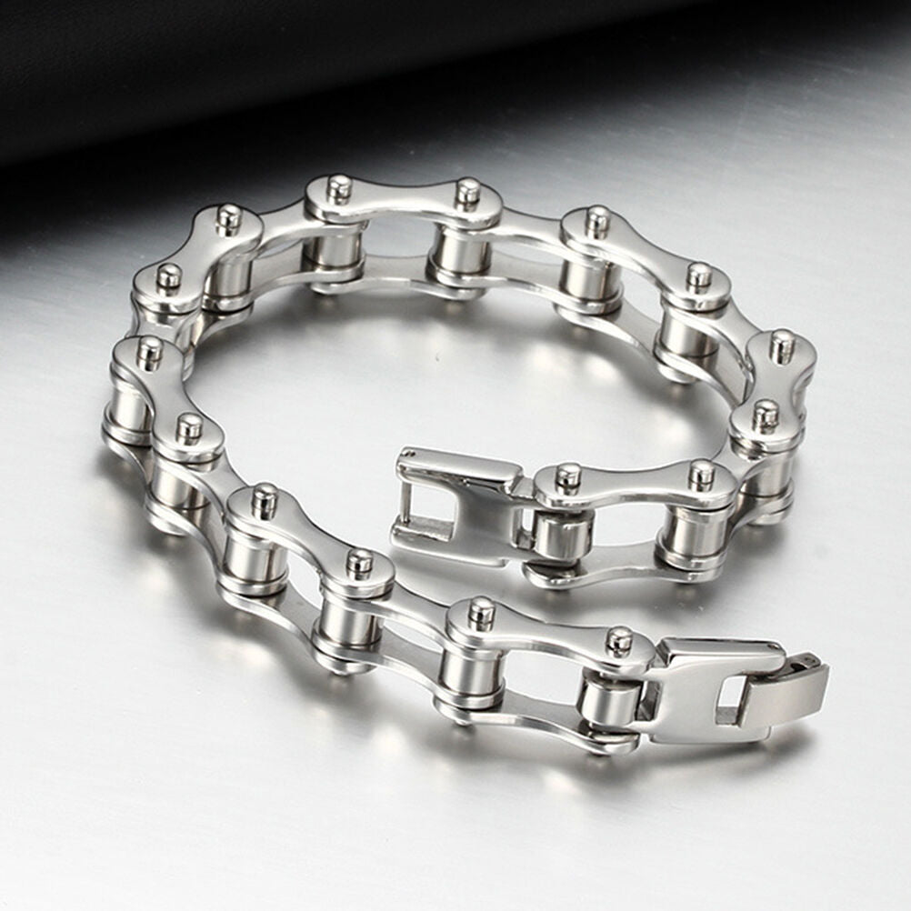 Punk Stainless Steel Bracelet Men Biker Bicycle Motorcycle Chain Bracelet  BDA