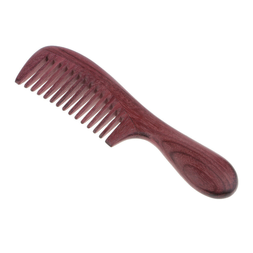 Durable Purpleheart Wood Hair Comb - No Static Detangling Wooden Comb with Round